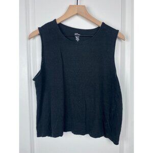 J.Crew Linen Shell Tank Cropped Black Women's Size Large